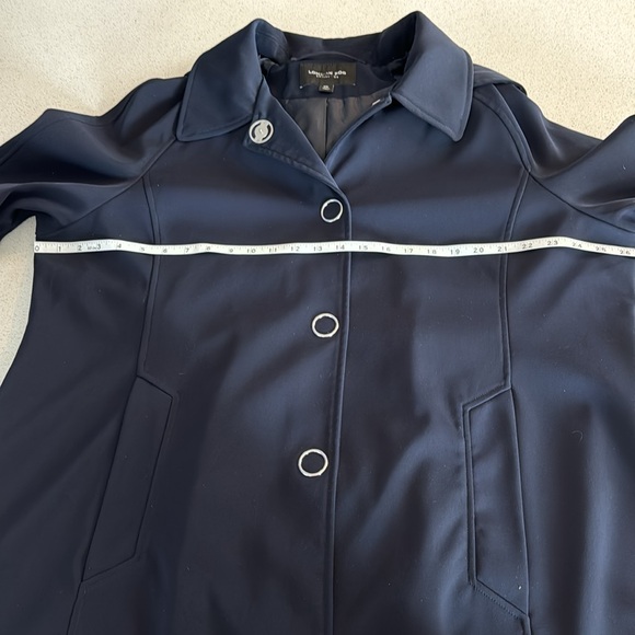 London Fog Collection Women's XXL Snap Navy Blue Raincoat-Detachable Hood Lined - Picture 13 of 14